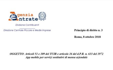 Agenzia delle Entrate: servizio sostitutivo mensa tramite app come buoni pasto