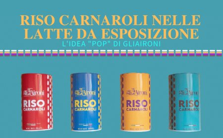 Riso Carnaroli nelle latte da esposizione. L'idea "pop" di gliAironi