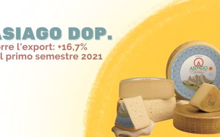 Asiago DOP. Corre l'export: +16,7% nel primo semestre 2021