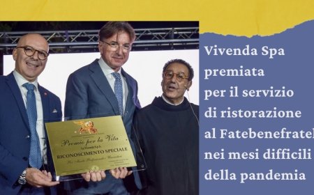 Vivenda Spa premiata per il servizio di ristorazione al Fatebenefratelli nei mesi difficili della pandemia