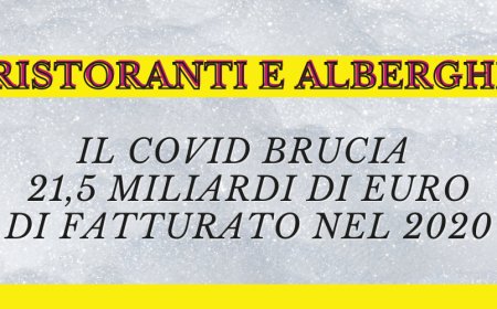 Ristoranti e Alberghi: il Covid brucia 21,5 miliardi di euro di fatturato nel 2020