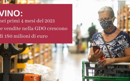 Vino: nei primi 4 mesi del 2021 le vendite nella GDO crescono di 180 milioni di euro