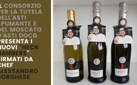 Il Consorzio per la tutela dell'Asti Spumante e del Moscato d'Asti Docg presenta i nuovi "neck hangers" firmati da chef Alessandro Borghese