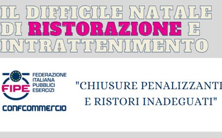 Il difficile Natale di ristorazione e intrattenimento. Fipe "Chiusure penalizzanti e Ristori inadeguati"