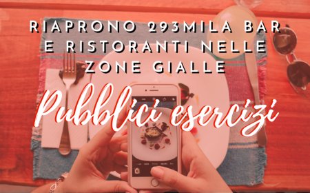 Pubblici Esercizi: riaprono 293mila bar e ristoranti nelle zone gialle