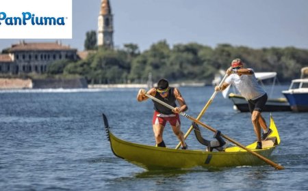 Pan Piuma sponsor di Mattia Colombi e Andrea Bertoldini alla Regata Storica di Venezia