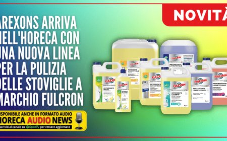 Arexons arriva nell'Horeca con una nuova linea per la pulizia delle stoviglie a marchio Fulcron