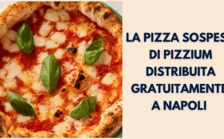 La pizza sospesa di PIZZIUM distribuita gratuitamente a Napoli