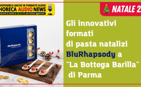 Gli innovativi formati di pasta natalizi BluRhapsody a "La Bottega Barilla" di Parma