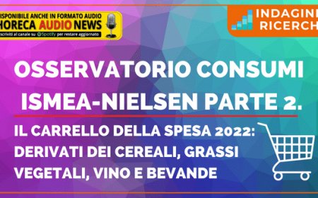 Osservatorio Consumi Ismea-Nielsen Parte 2. Il carrello della spesa 2022: derivati dei cereali, grassi vegetali, vino e bevande
