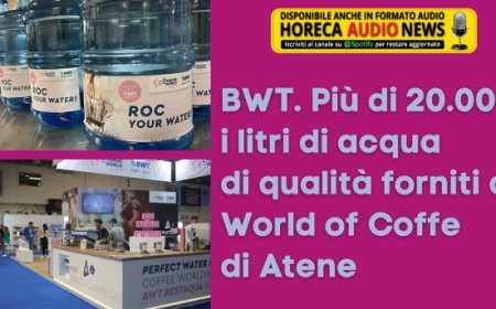 BWT. Più di 20.000 i litri di acqua di qualità forniti al World of Coffee di Atene