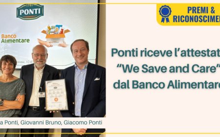 Ponti riceve l’attestato “We Save and Care” dal Banco Alimentare