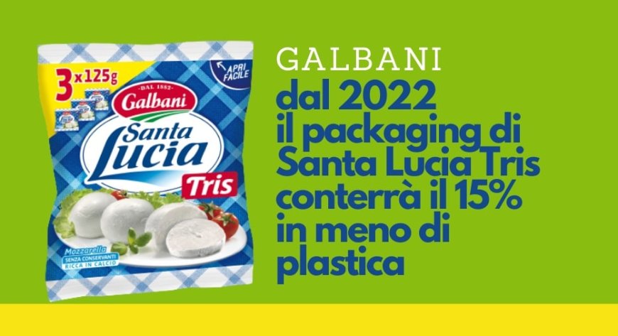 Galbani: dal 2022 il packaging di Santa Lucia Tris conterrà il 15% in meno di plastica