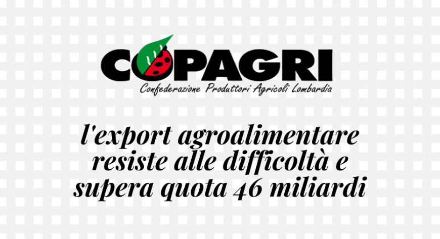 Copagri: l'export agroalimentare resiste alle difficoltà e supera quota 46 miliardi