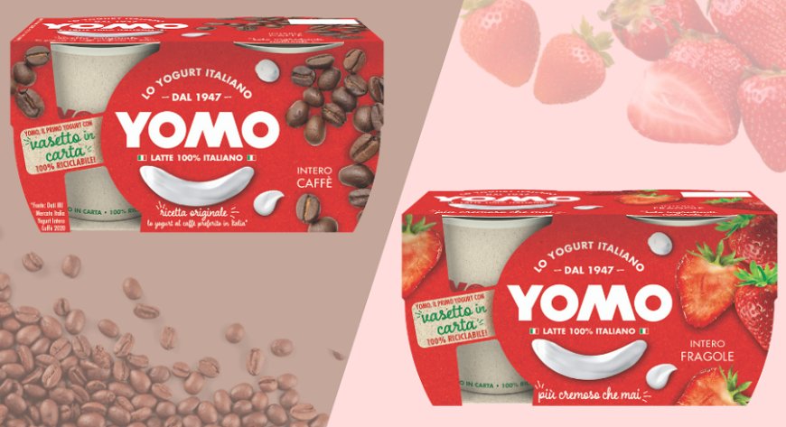 Il vasetto della gamma yogurt Yomo Intero passa da plastica a carta 100% riciclabile