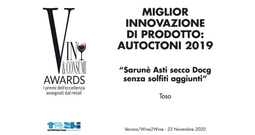 A Sarunè Toso il premio per la Migliore Innovazione ai Vini&Consumi Awards