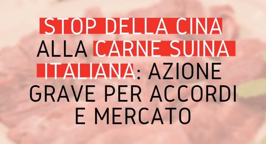 Stop della Cina alla carne suina italiana: azione grave per accordi e mercato