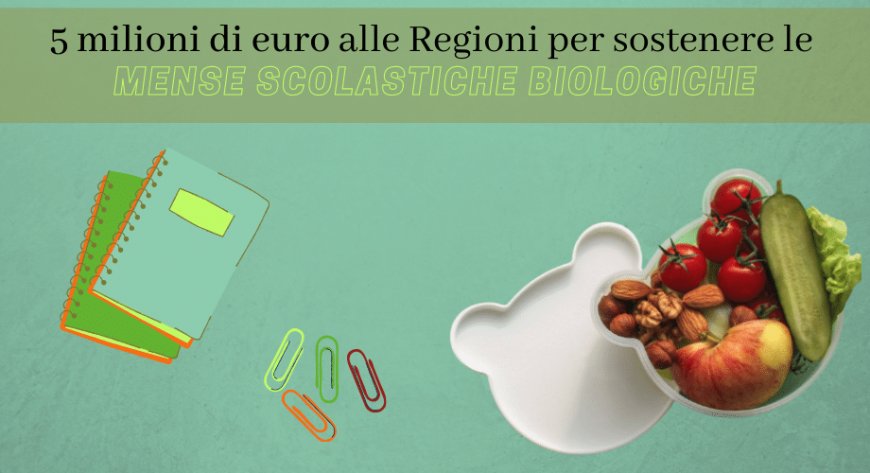 5 milioni di euro alle Regioni per sostenere le mense scolastiche biologiche