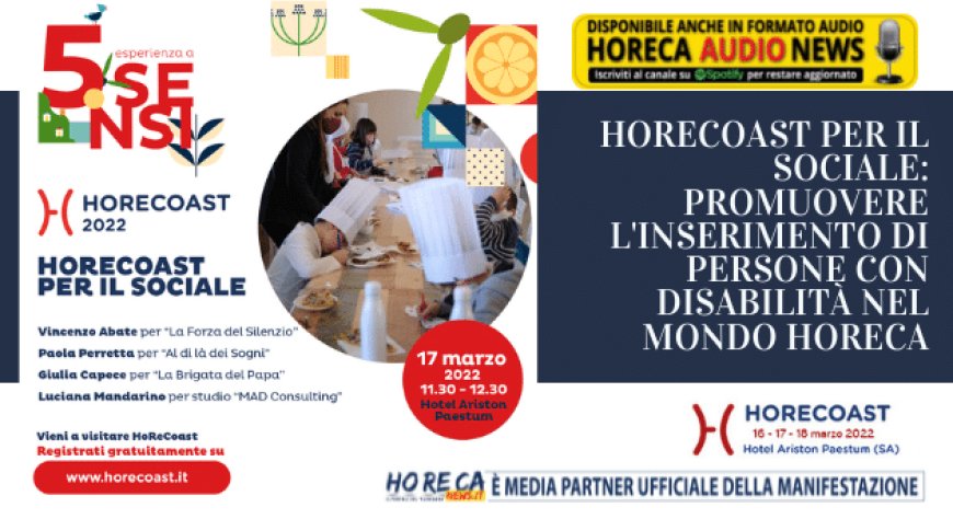HoReCoast per il sociale: promuovere l'inserimento di persone con disabilità nel mondo Horeca