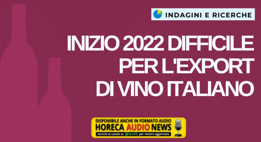 Inizio 2022 difficile per l'export di vino italiano