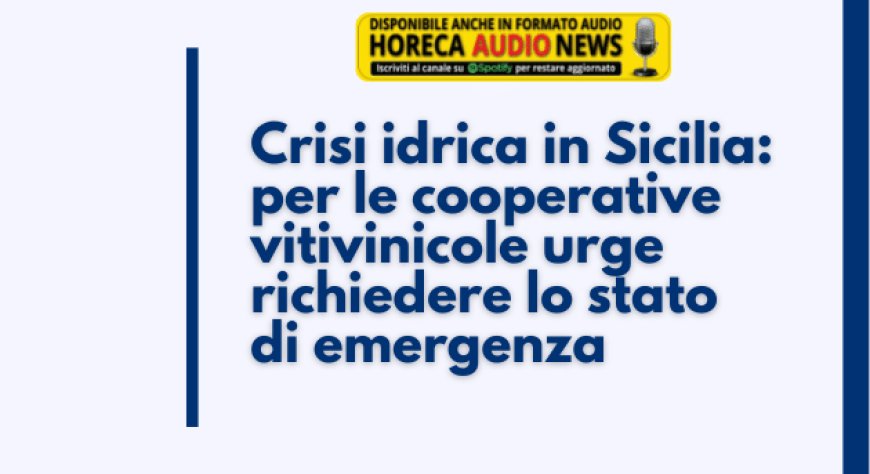 Crisi idrica in Sicilia: per le cooperative vitivinicole urge richiedere lo stato di emergenza
