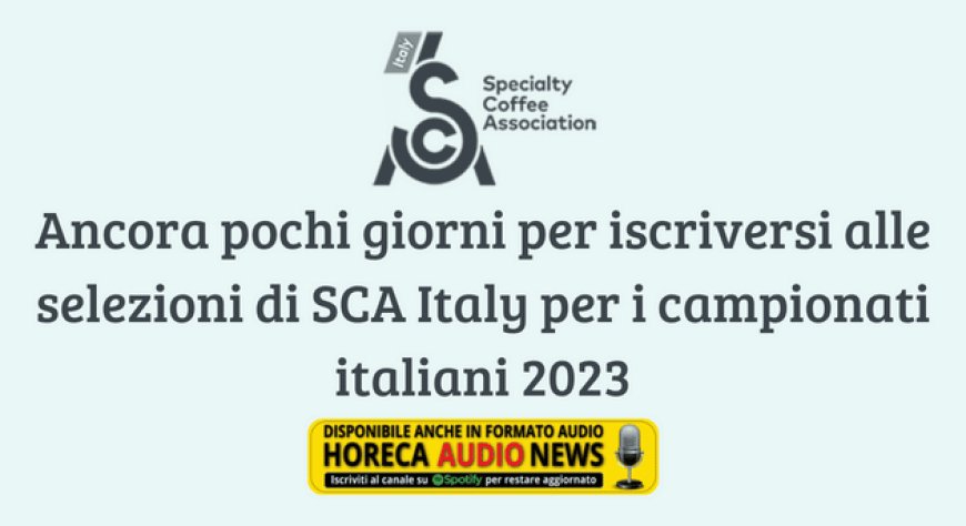 Ancora pochi giorni per iscriversi alle selezioni di SCA Italy per i campionati italiani 2023