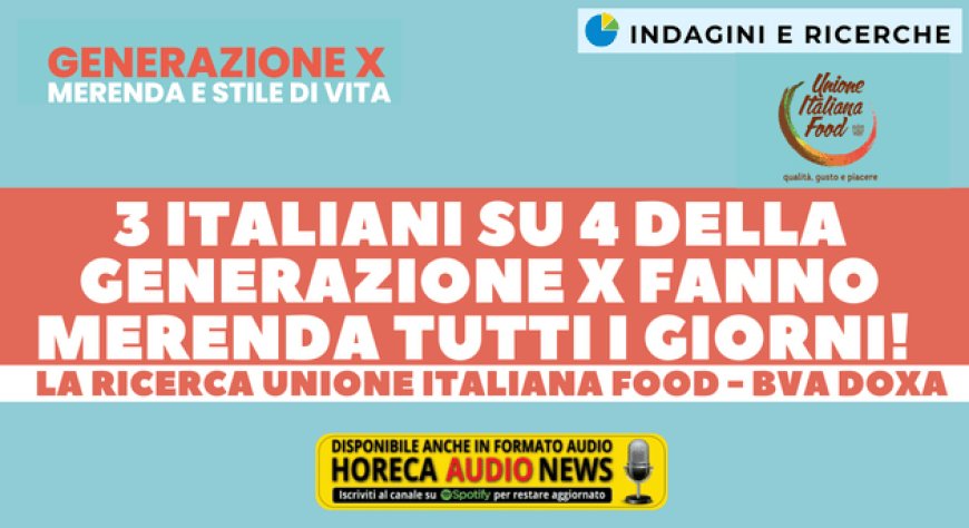 3 italiani su 4 della Generazione X fanno merenda tutti i giorni! La ricerca Unione Italiana Food - BVA Doxa