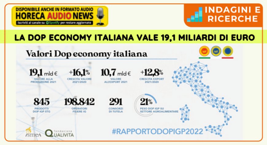 La Dop Economy italiana vale 19,1 miliardi di euro