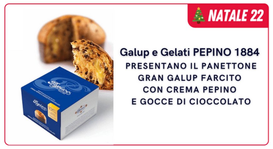 Galup e Gelati PEPINO 1884 presentano il Panettone Gran Galup farcito con Crema Pepino e Gocce di Cioccolato