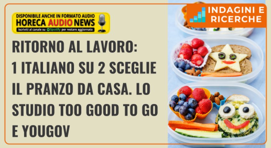 Ritorno al lavoro: 1 italiano su 2 sceglie il pranzo da casa. Lo studio Too Good To Go e YouGov