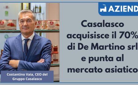 Casalasco acquisisce il 70% di De Martino srl e punta al mercato asiatico