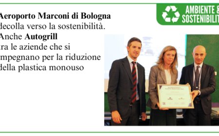 Autogrill tra le aziende più virtuose nella riduzione della plastica nell'Aeroporto di Bologna
