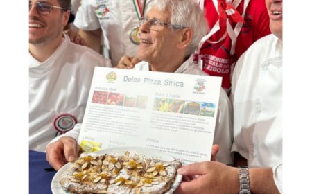 Il Coreano Jin Ho Jung dedica una pizza dolce al pasticcere Sabatino Sirica