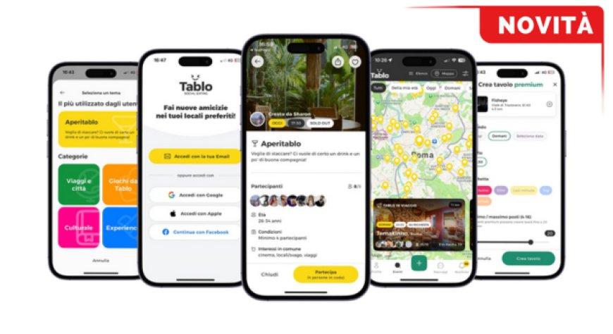 Arriva Tablo, l'app per creare eventi di socializzazione al ristorante