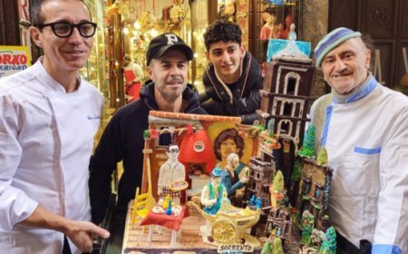 Il maestro presepaio Ferrigno e il pizzaiolo Sorbillo protagonisti di un presepe in cioccolato