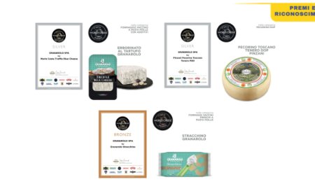 I formaggi Granarolo vincono dieci medaglie ai World Cheese Awards