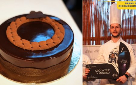 Alessio Santarsiero vince il Belcolade Award con la torta Cocoa Ring