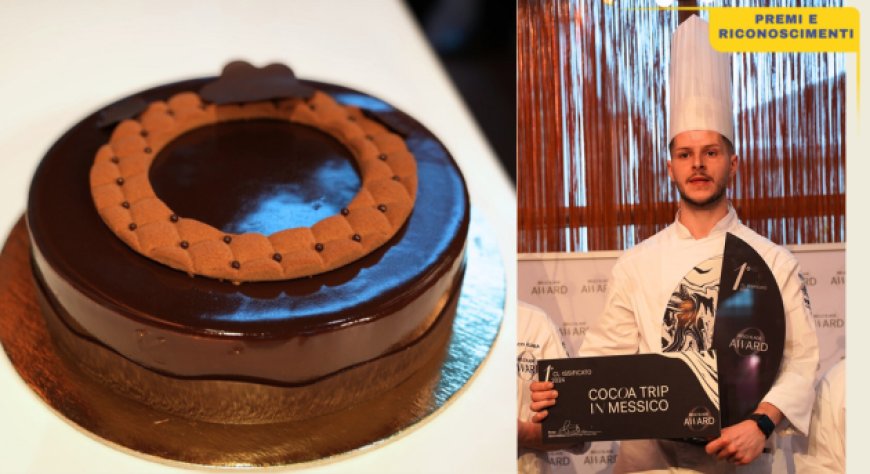 Alessio Santarsiero vince il Belcolade Award con la torta Cocoa Ring