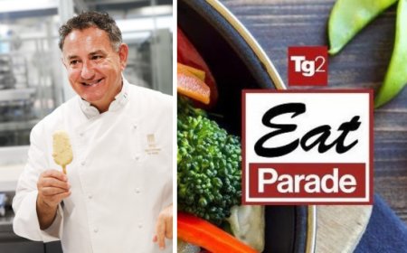 Il maestro pasticciere Sal De Riso con lo chef Cozzolino a Tg2 Eat Parade