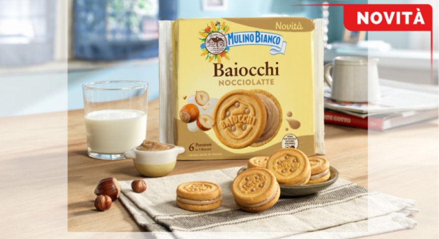 Mulino Bianco lancia Baiocchi Nocciolatte con crema di nocciole da filiera sostenibile