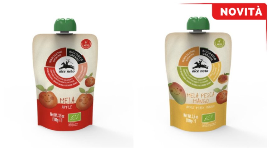 Alce Nero amplia la linea baby food biologica con due nuove puree di frutta