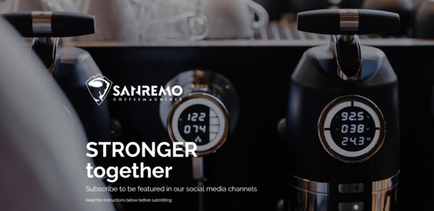 sanremo coffee machine, stronger together